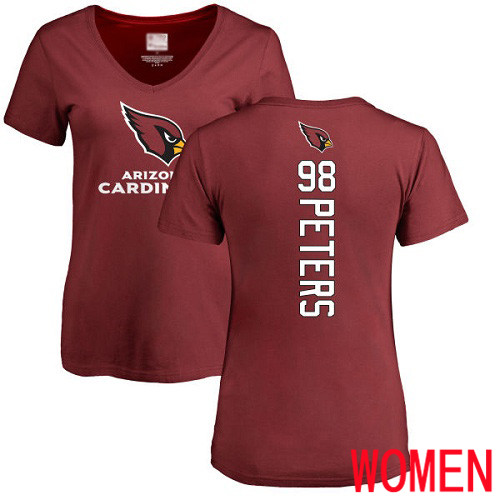 Arizona Cardinals Maroon Women Corey Peters Backer NFL Football #98 T Shirt